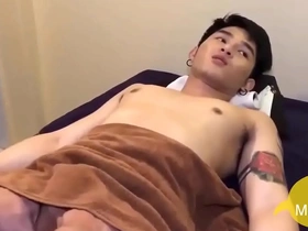 Sensual gay massage with Japanese twink