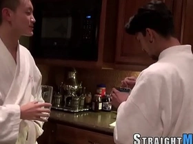 Asian jock gets money shot after deepthroat