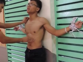 Fit Asian boy experiences gut-wrenching punishment