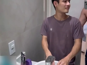 Unplanned Asian teen surprises with well-endowed friend