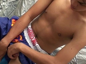 Gay Asian twink Joss masturbates