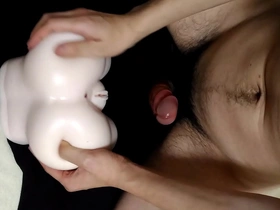 Japanese gay self-pleasure with hard cock and toy