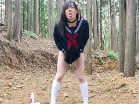 Asian shemale Sissy Hiiya's nostalgic outdoor solo play