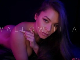 Asian babe submits to taste and swallowing lessons