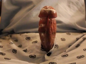 Asian guy orgasms while masturbating with oil-based lubricant